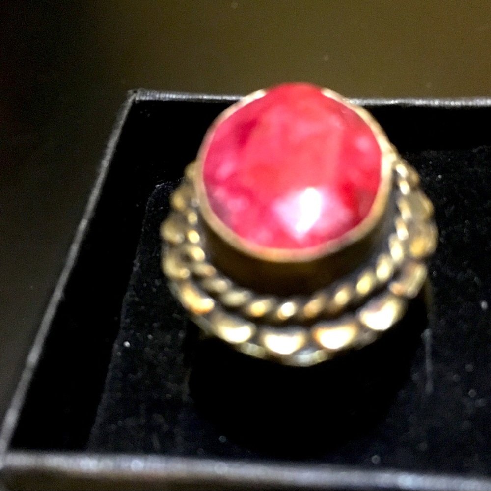 Vintage brass natural ruby ring